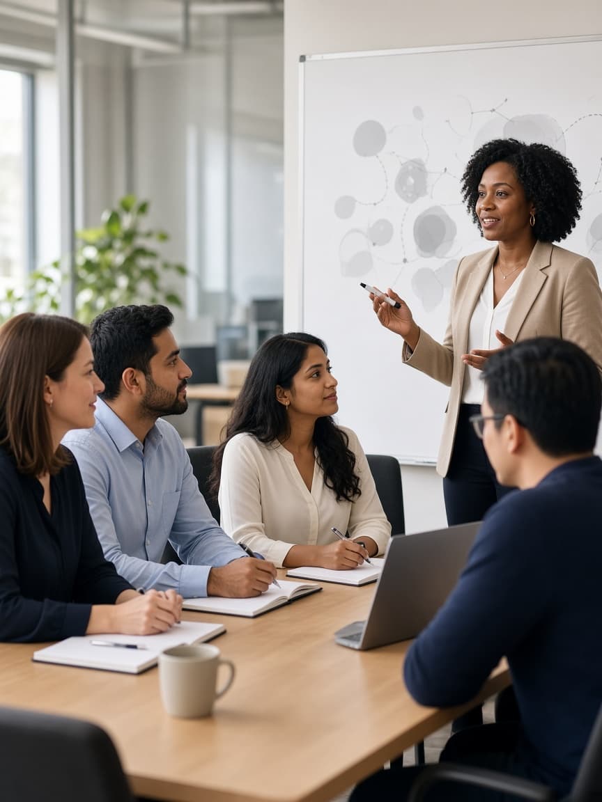Professionals in a workplace inclusion training session