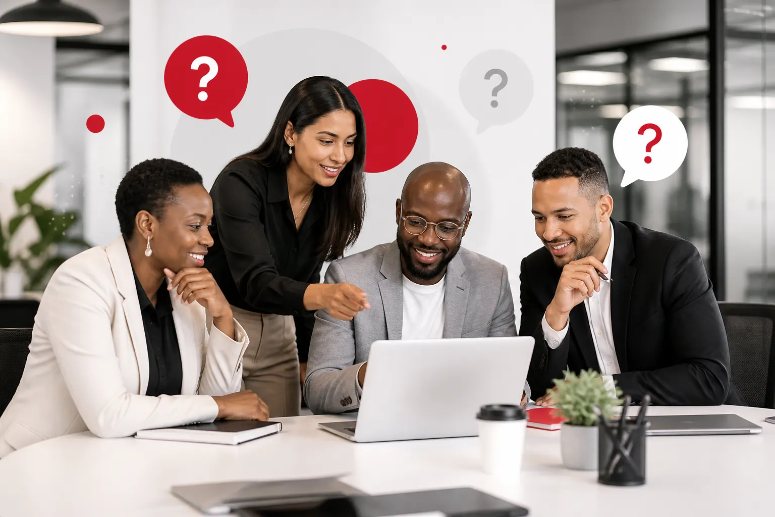 Diverse professionals discussing common questions about workplace inclusion training